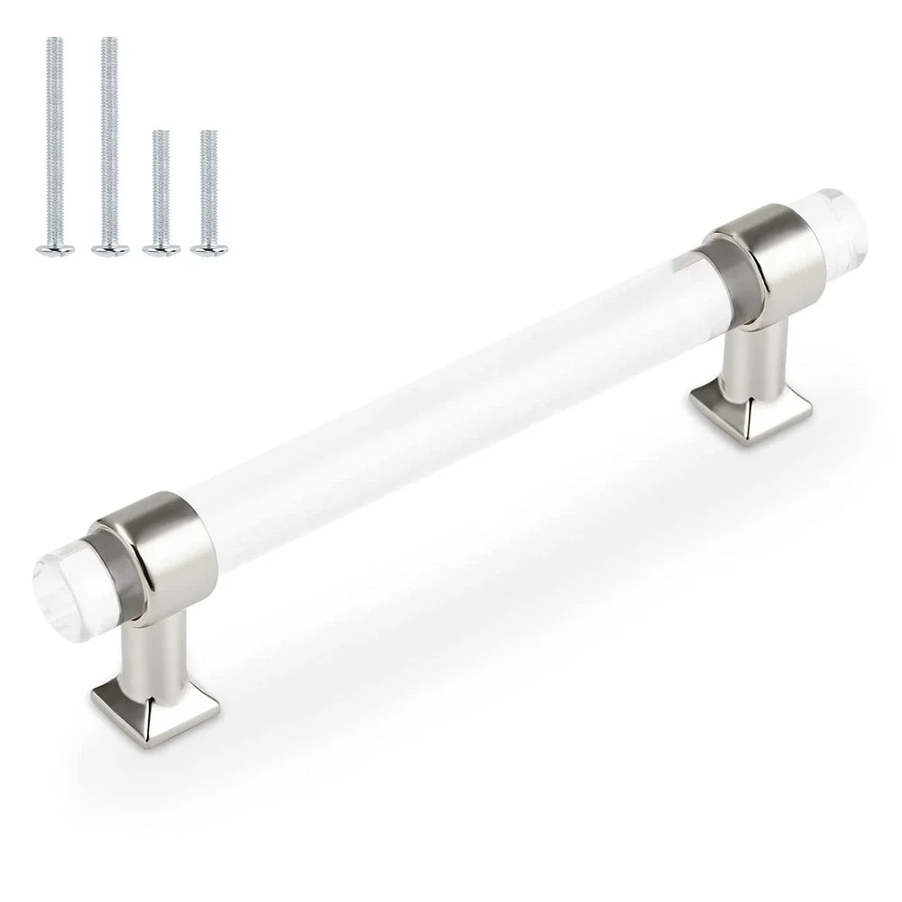 Orger 15 Pack Acrylic Cabinet Handles 5 Inch Chrome Clear Dresser Drawer Pulls